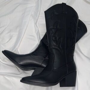 Fashion Nova Black Cowboy Boots